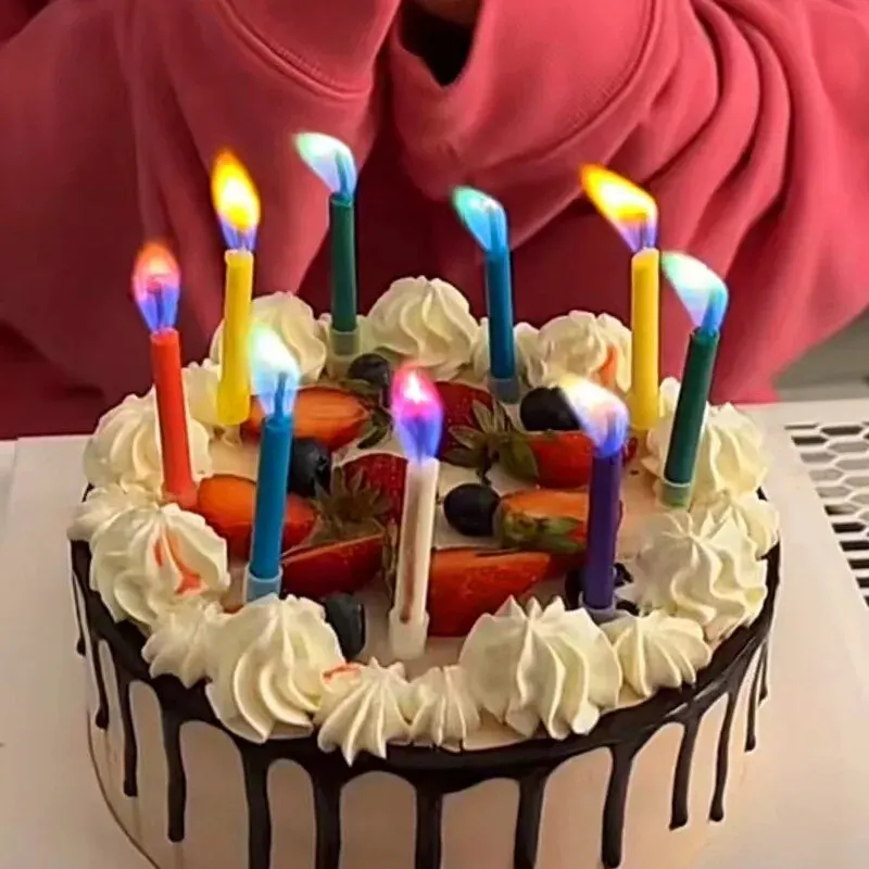 Holiday Candle Set - 6/12Pcs Multicolor Cake Candles, Safe Flame