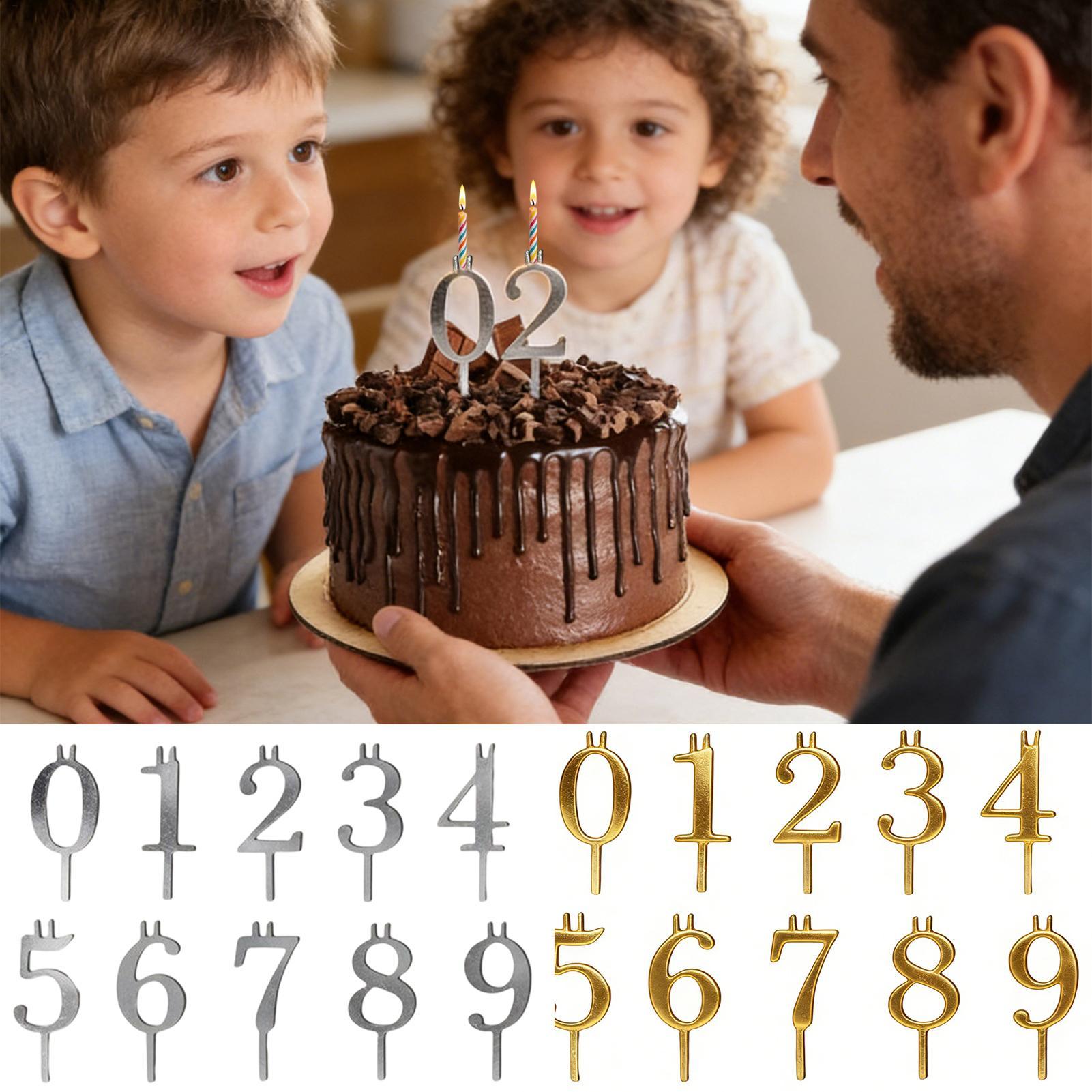 Holiday Candle Set - 10pcs 0-9 Number Cake Toppers Metal