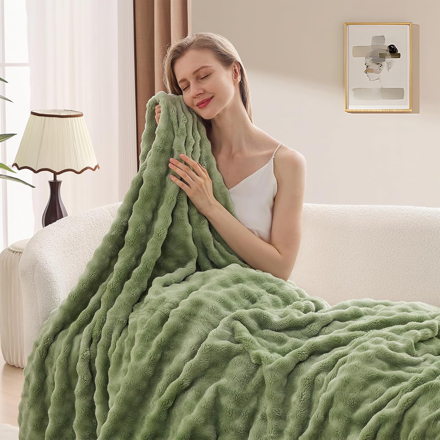Sage Green Bubble Fleece Blank - đánh giá và giá Christmas Throw Blanket