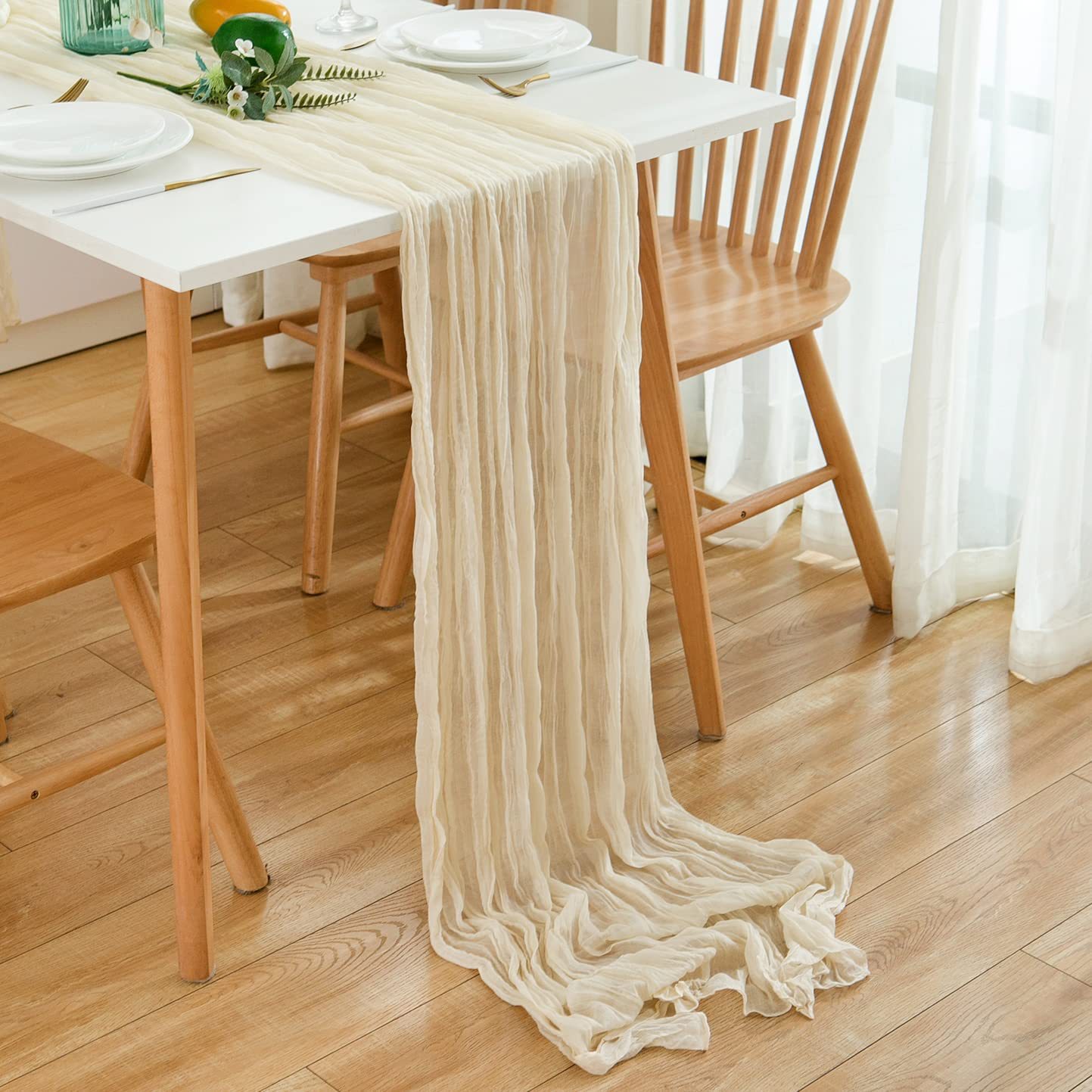 Nhăn Gạc Bàn Chạy Cheesecloth  - đánh giá và giá Christmas Table Runner