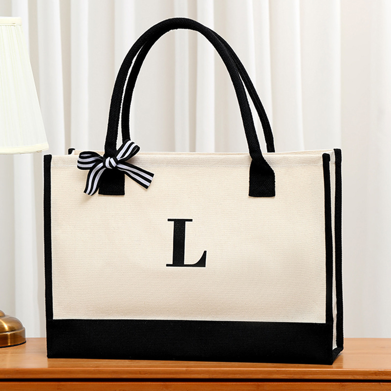 Simple canvas letter tote bag  - đánh giá và giá Ribbon Bow Gift