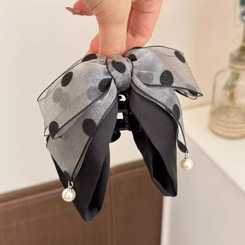 Elegant Gray Polka Dot Bow Hai - đánh giá và giá Ribbon Bow Gift