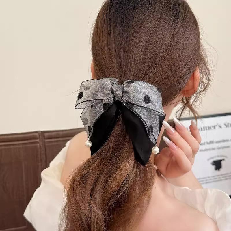 Elegant Gray Polka Dot Bow Hai - đánh giá và giá Ribbon Bow Gift