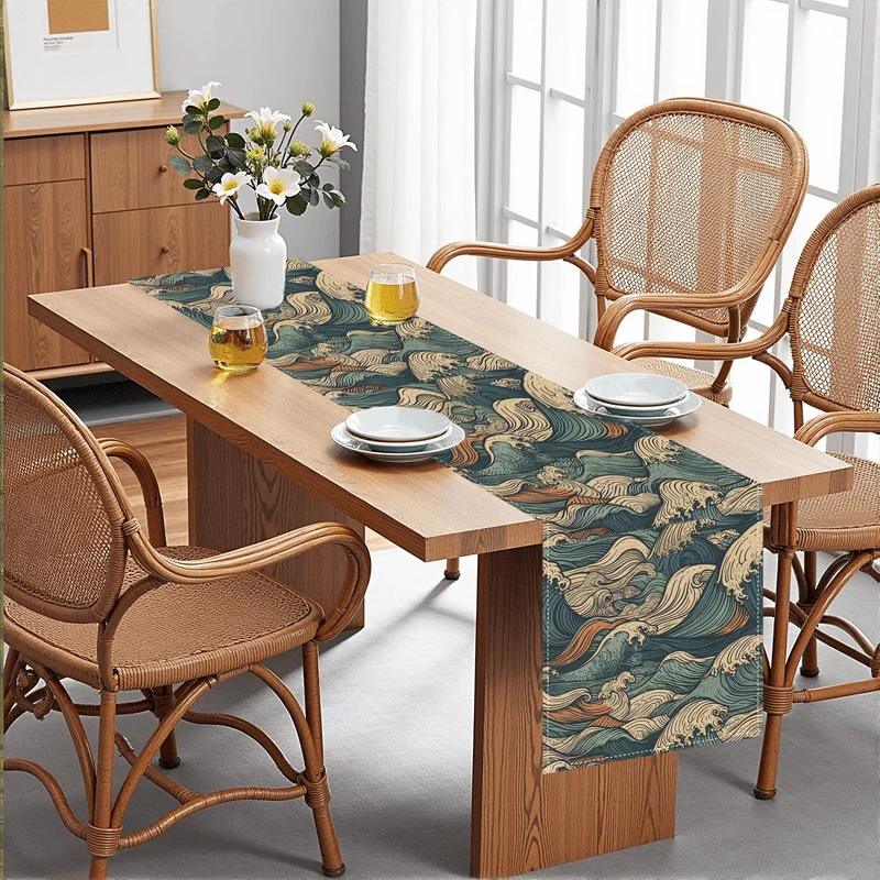 Hokusai-Inspired Japanese Naut - đánh giá và giá Christmas Table Runner