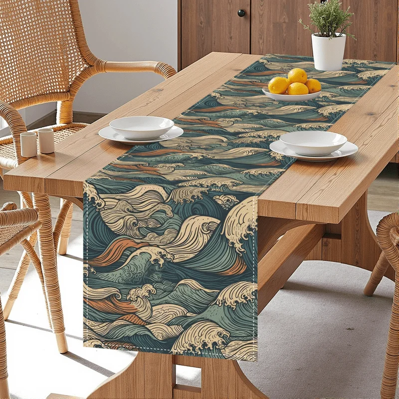 Hokusai-Inspired Japanese Naut - đánh giá và giá Christmas Table Runner