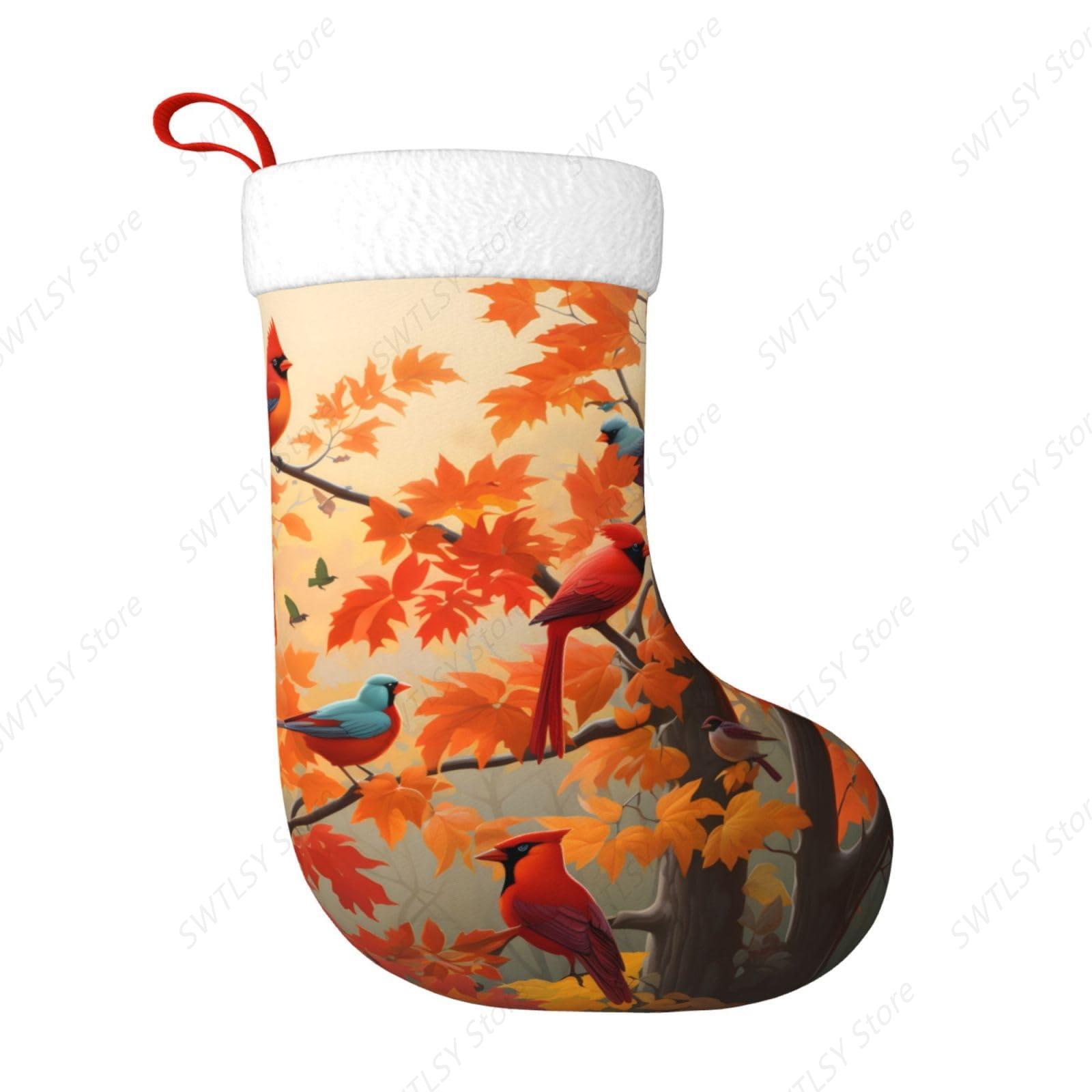 Fall Cardinal Birds and Maple- - đánh giá và giá Christmas Stocking Hanging