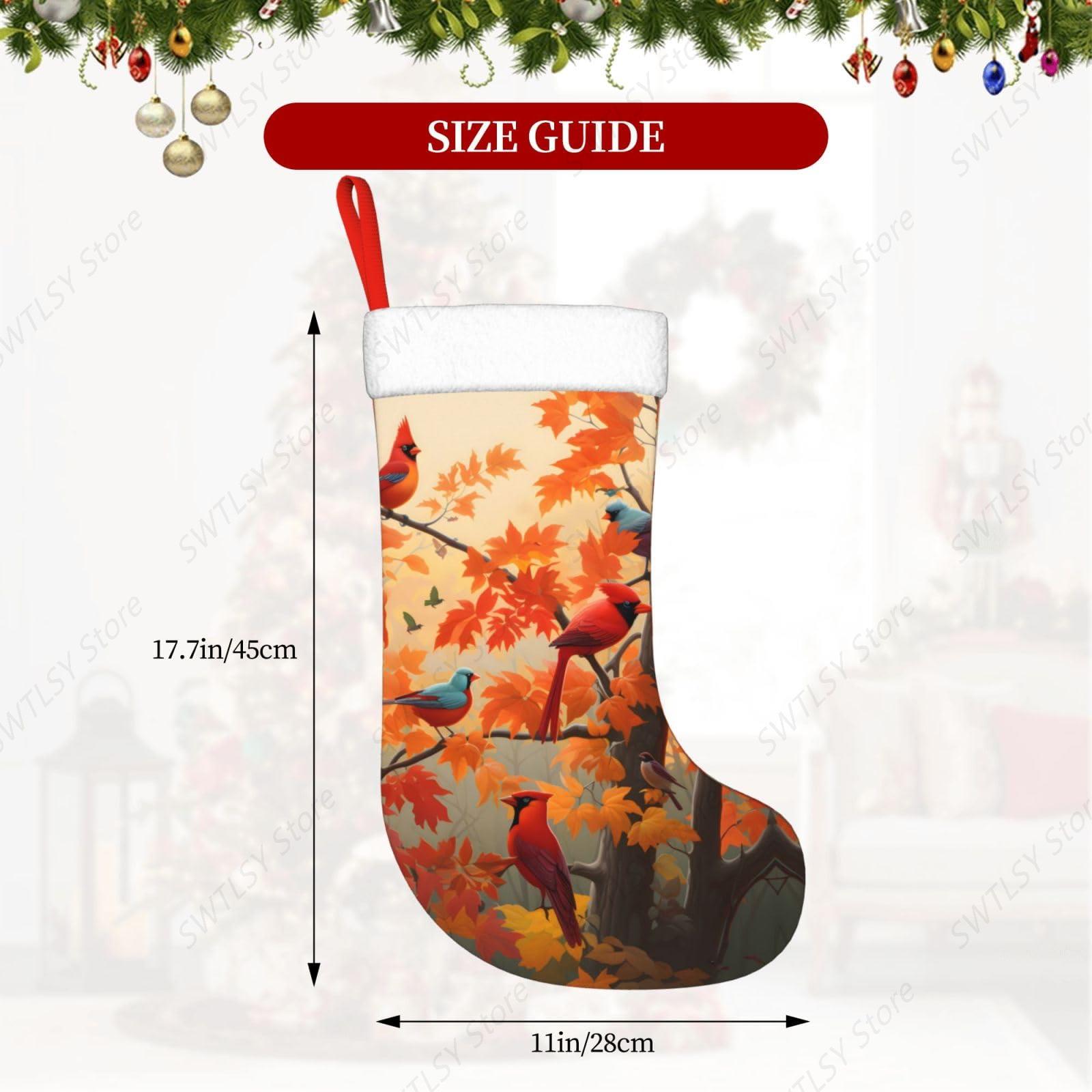 Fall Cardinal Birds and Maple- - đánh giá và giá Christmas Stocking Hanging