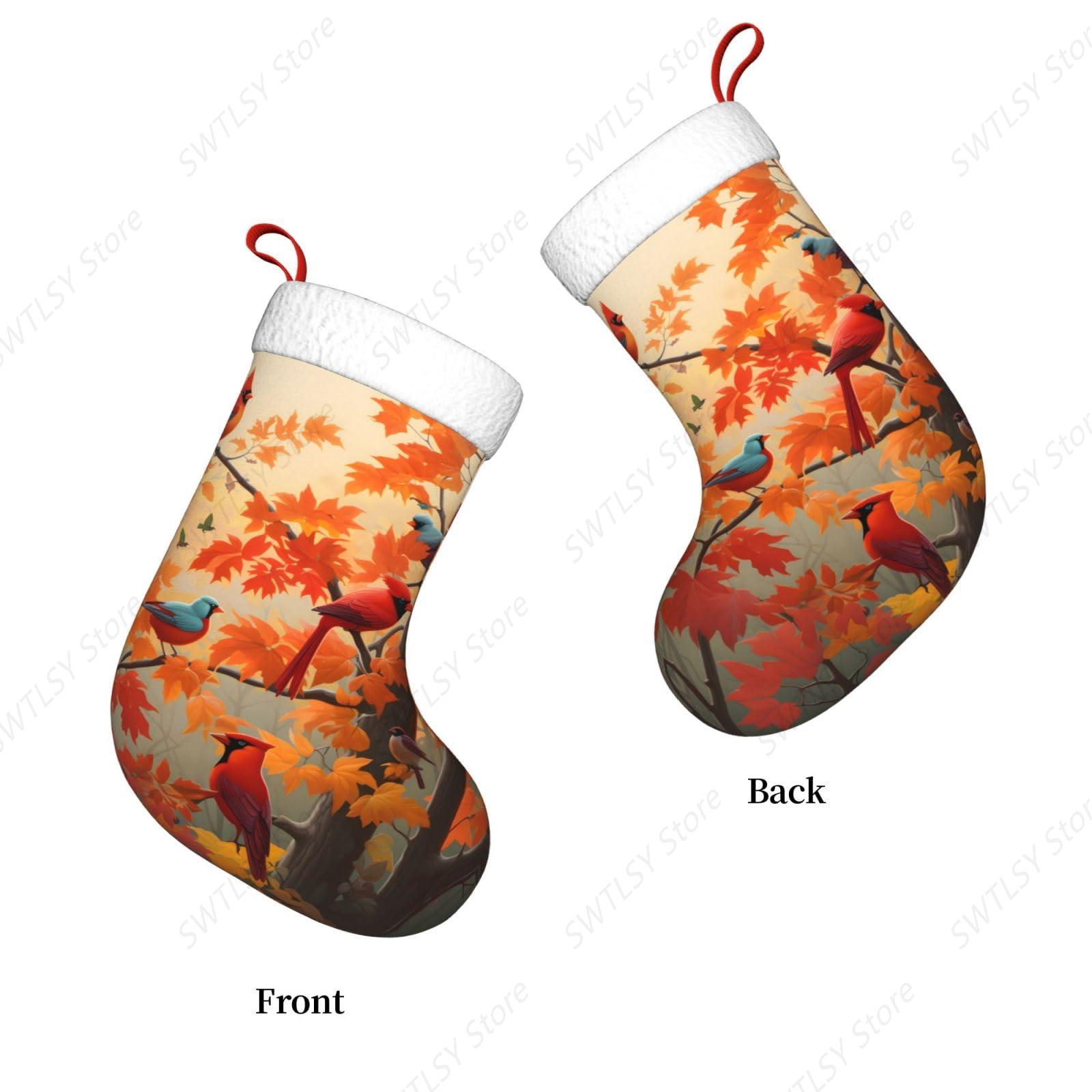 Fall Cardinal Birds and Maple- - đánh giá và giá Christmas Stocking Hanging